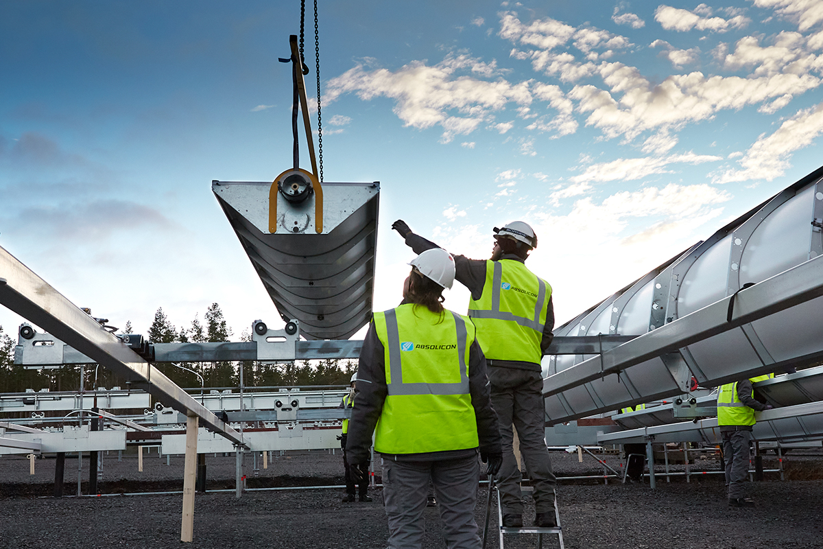 Solar thermal park for district heating.