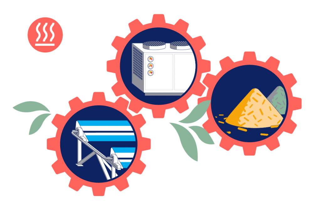 Collaborating renewable heat sources, solar thermal collectors, heat pump and biomass